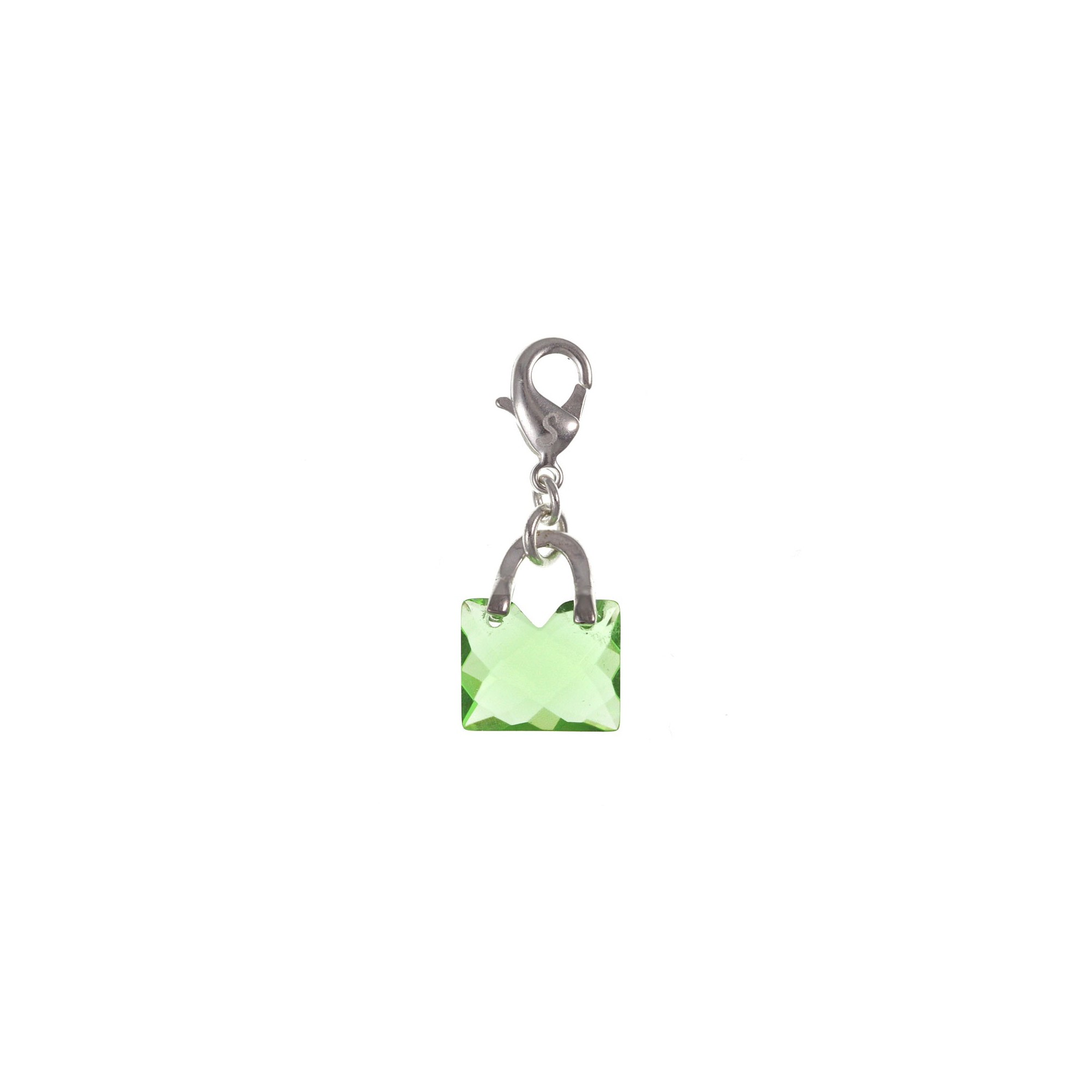 Charm sac à main vert cristal en argent 3µm