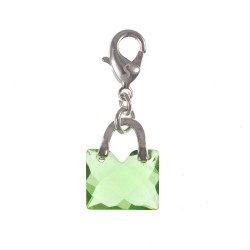 Charm sac à main vert cristal en argent 3µm